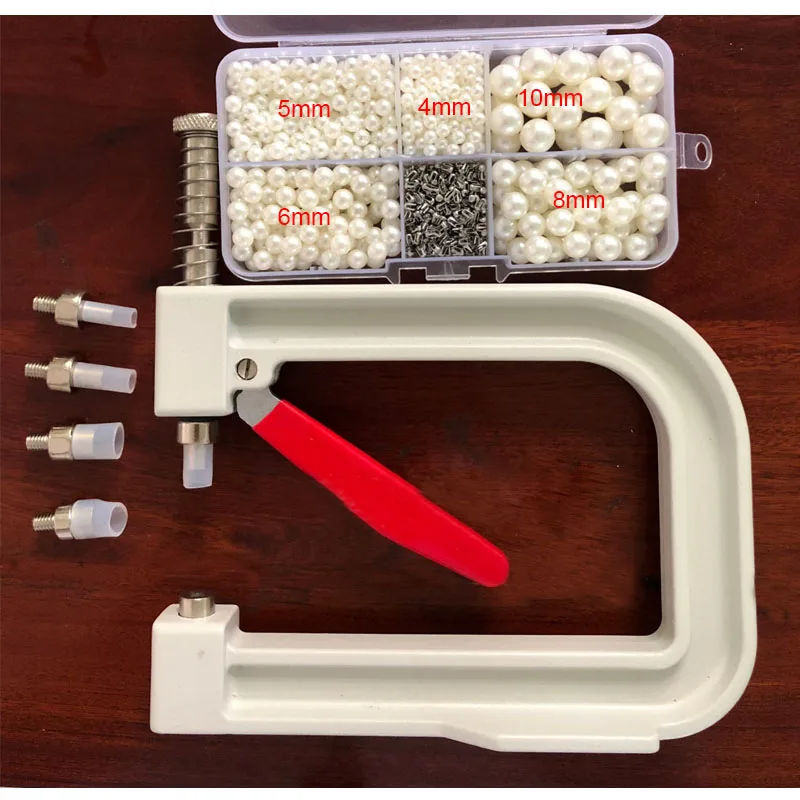 Новинка, 1 комплект, ручная машина для изготовления бусин с гвоздями, ручная машинка для фиксации бусин с жемчужной крышкой, бусинами и заклепками, инструменты для ремонта вязальных кружевных шляп