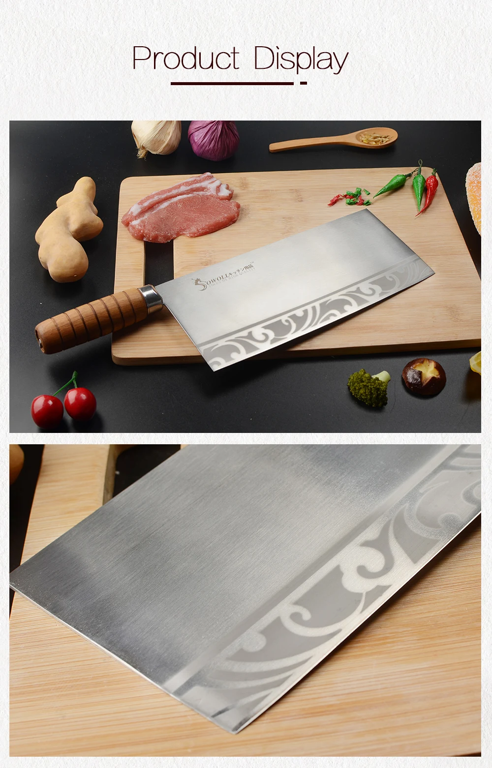 ZEMEN, 9 дюймов, нож из нержавеющей стали, высокое качество, кухонный нож, инструмент для приготовления пищи, Кливер с деревянной ручкой, нож шеф-повара