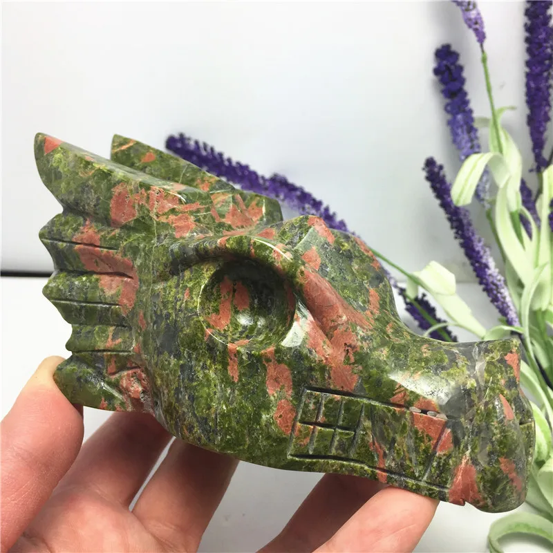 Large Natural Green Nakite Crystal Dragon Head Skull Hand Carved Gemstone Reiki Healing Chakra Stone Home Decoration | Дом и сад