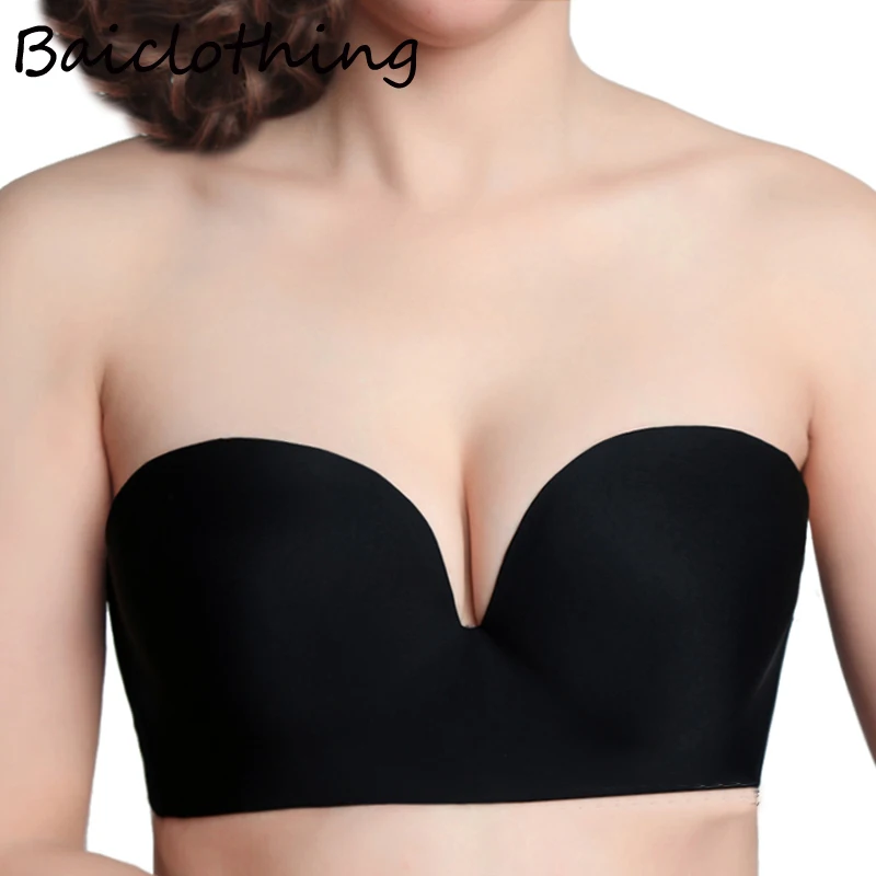 

BAICLOTHING Women's Smooth Seamless 1/2 Half Cup Underwire Multi-way Strapless Push Up Wedding Bra 34 36 38 40 42 44 B C D
