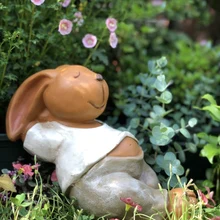 Бесплатный милый кролик смола украшения креативный сад вилла цветок для украшения сада горшок маленькие украшения животных украшения