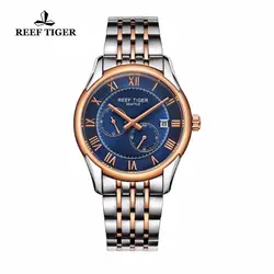 Риф Тигр/RT Новый Дизайн Мода автоматические часы Бизнес мужские Часы с Дата Розовое золото Сталь синий циферблат Часы rga165