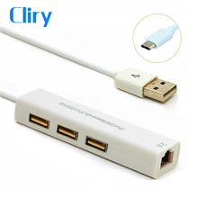 Cliry USB 2,0 тип-c крошечный usb-хаб для RJ45 сетевой адаптер LAN Ethernet с 3 портами для планшетов на Android высокого качества