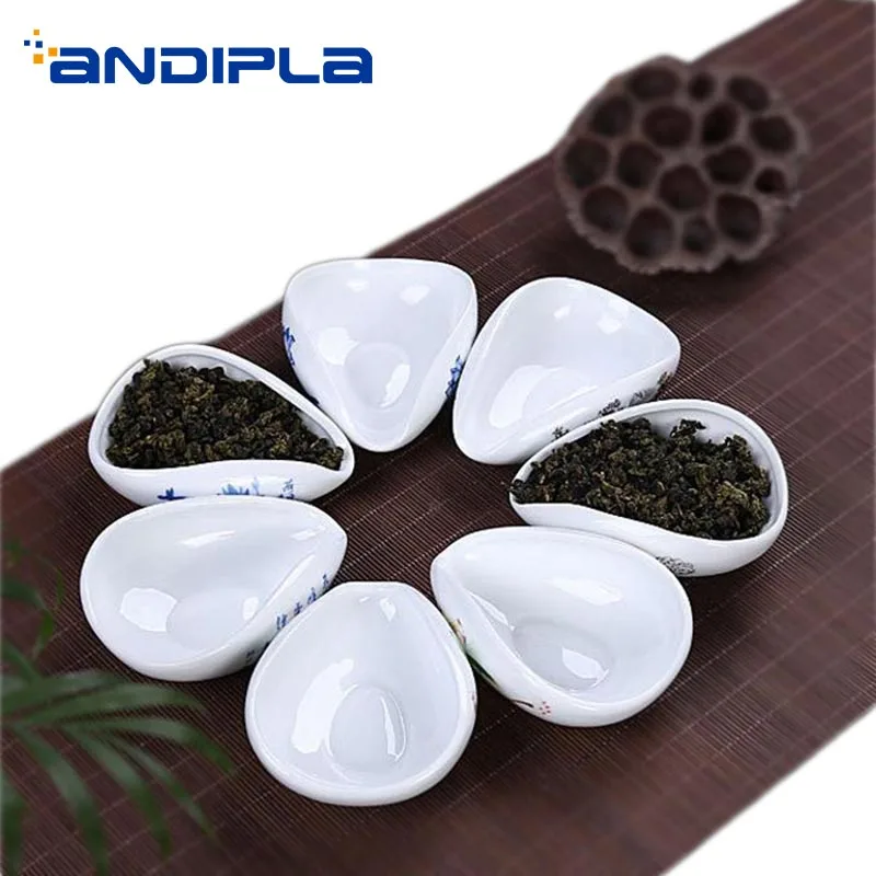 Hand Painted Vintage Pattern White Porcelain Cha He Chinese Kung Fu Tea Set Accessories Ceramic Spoon for Brief Holder | Дом и сад