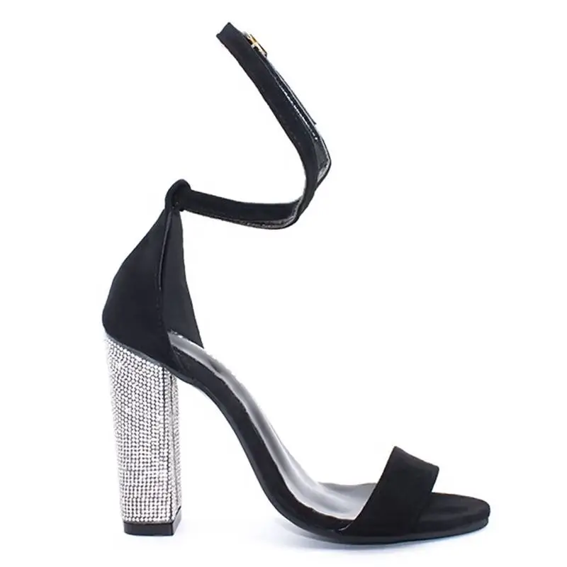 new Women Heeled Sandals Bandage Rhinestone Ankle Strap Pumps Super High Heels Square Heels dress Lady Shoes plus size 34-43 &21