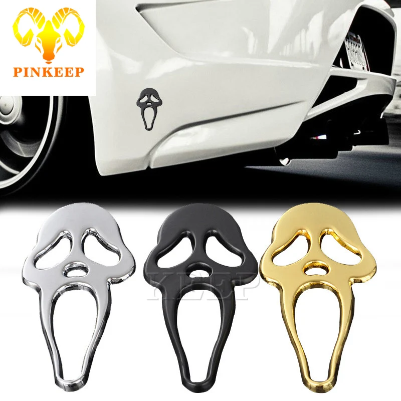 3D Metal Scream Ghost Skull Car Sticker Emblem Badge Motorcycle Decal For Mercedes BMW Audi VW