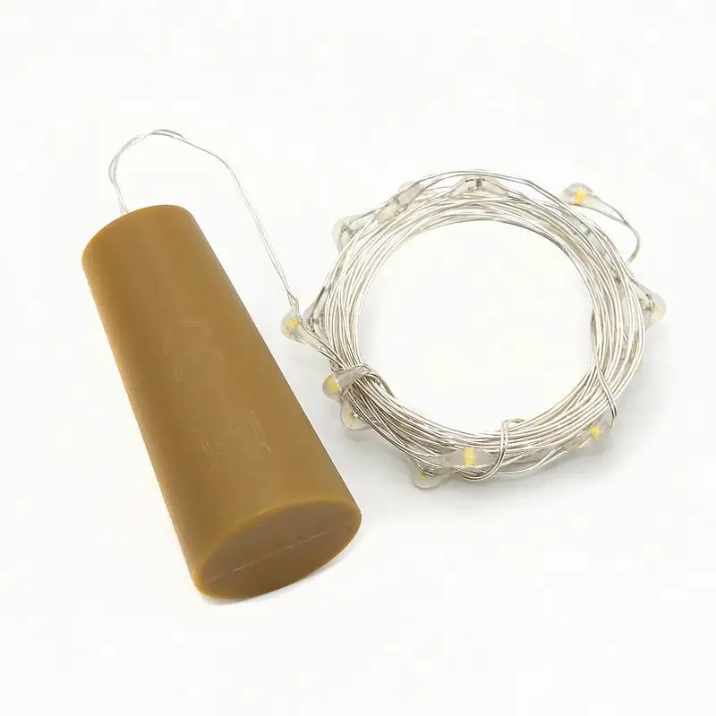12M 1020LED Strip Light Cork Shaped Bottle Stopper Lamp Holiday Home Wedding Decoration Silver Wire button batery Lamp String  (15)