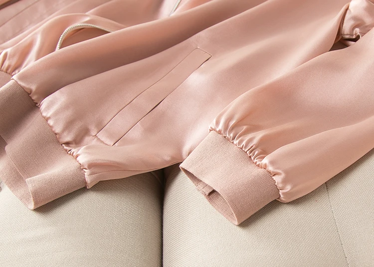 SuyaDream женский шелковый жакет 19 мм шелк атлас розовый однотонный жакет на молнии осень зима верхняя одежда