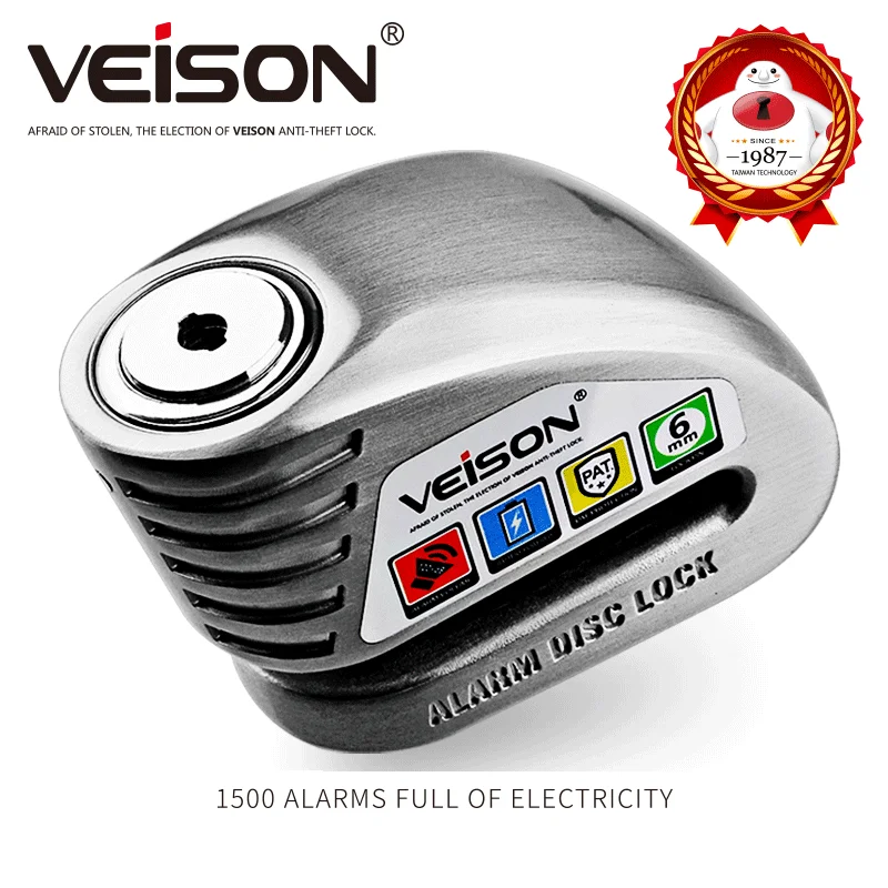 VEISON Motorbike Waterproof USB Charge Anti-theft 130dB Alarm Lock Motorcycle/Bike Disc Security Warning Lock 6mm Pin Brake Lock VEISON Motorbike Waterproof USB Charge Anti-theft 130dB Alarm Lock Motorcycle/Bike Disc Security Warning Lock 6mm Pin Brake Lock
