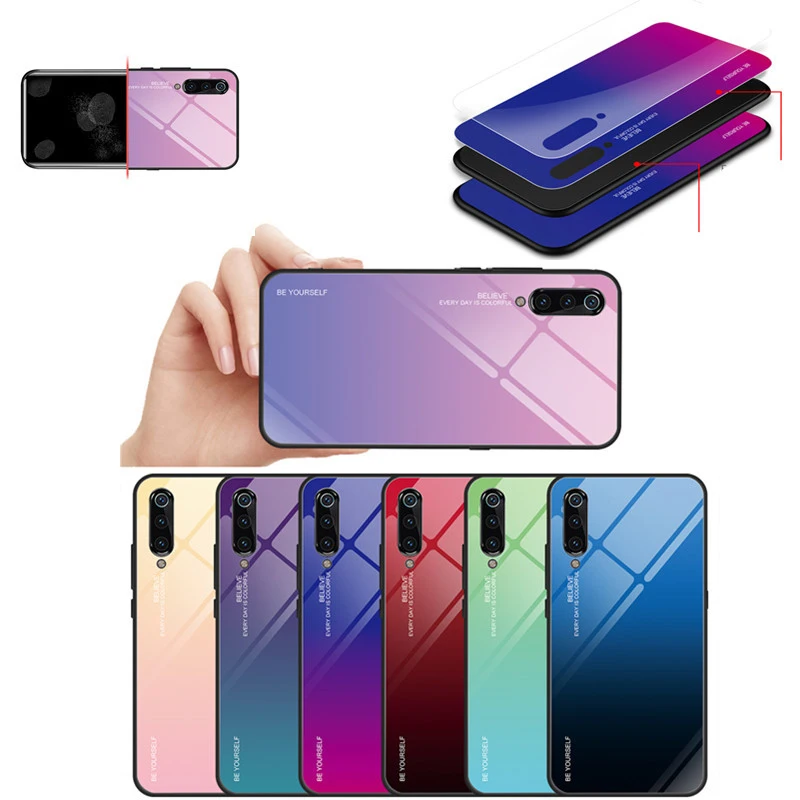 Gradient Colorful Soft TPU Edge Case For Xiaomi Redmi 7A 7 6 K20 6A 5 Plus Note 5 Pro Tempered Glass Rainbow Shockproof Cover Gradient Colorful Soft TPU Edge Case For Xiaomi Redmi 7A 7 6 K20 6A 5 Plus Note 5 Pro Tempered Glass Rainbow Shockproof Cover