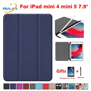 

Smart Case for iPad Mini 4 Mini 5 2019 With Pencil Holder Leather Silicone Soft Back Cover For iPad mini5 7.9 inch+Stylus+Film