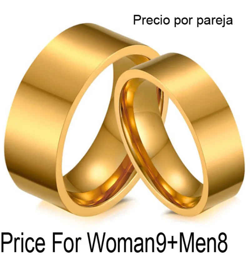 Кольца для пар, Золотое обручальное кольцо для мужчин и женщин, Alliance, для мужчин, для свадьбы, ювелирные изделия - Цвет основного камня: Woman9Men8