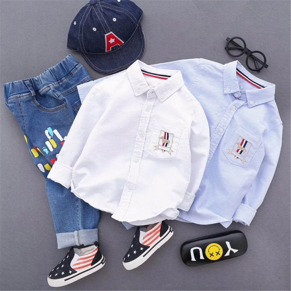 

New boys shirts children long sleeve shirt spring autumn kids shirts casual shirts for boys Embroidery cartoon children clothes