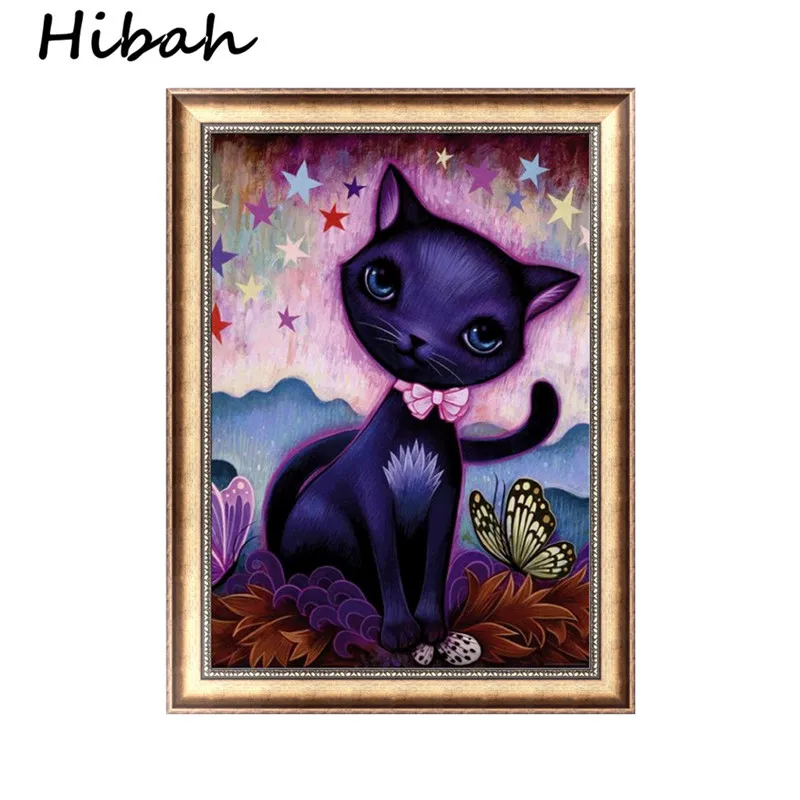 

Resin Round Diamond 5D DIY Diamonds Cross-stitch Cat and Butterfly Embroidery Rhinestone Mosaic Painting