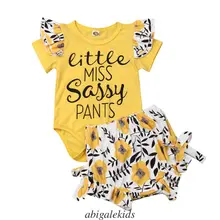 Летняя одежда для новорожденных девочек от 0 до 24 месяцев комбинезон с оборками с коротким рукавом и шорты