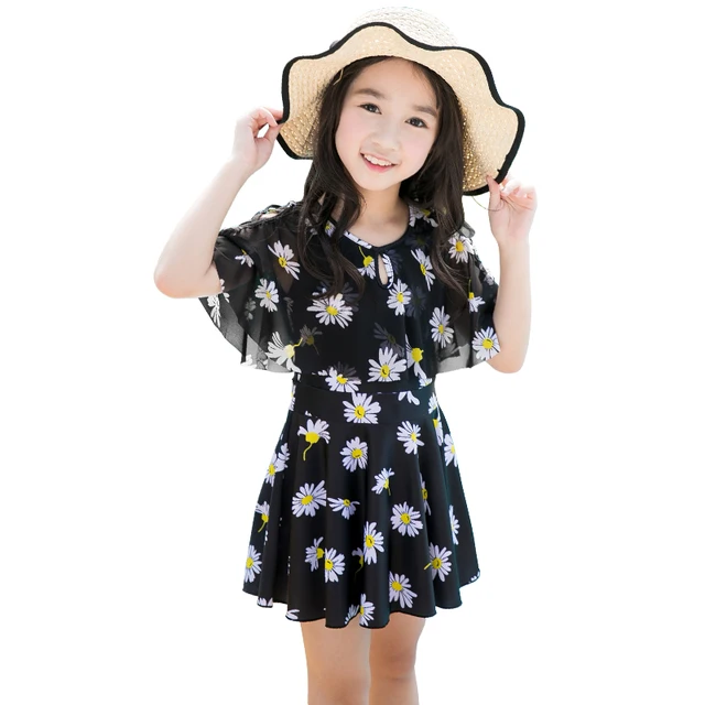 Cheap Summer Beach Children's Cute Swimsuit Sweet Girls Flowers Printed Two Piece Bathing Suit Quick Dry Comfy Kids Black Swimwear Cheap Summer Beach Children's Cute Swimsuit Sweet Girls Flowers Printed Two Piece Bathing Suit Quick Dry Comfy Kids Black Swimwear