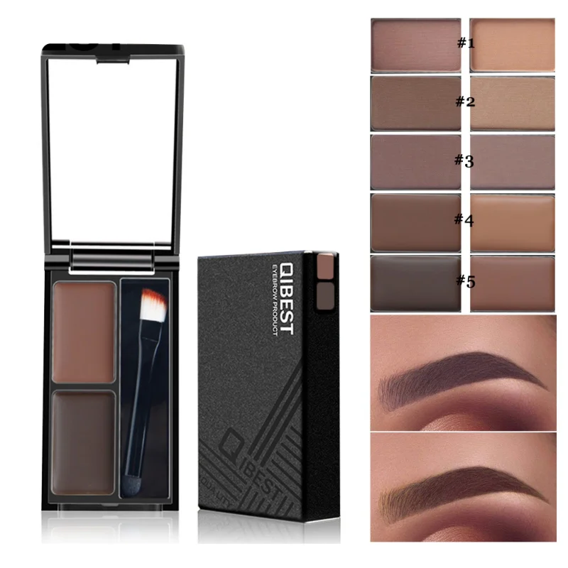 

2 In 1 Brown Black Eyebrow Powder Makeup Waterproof Lasting Eye Brow Cream Cosmetics Brush+Mirror