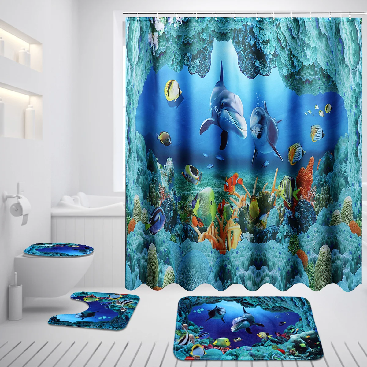 Xueqin Ocean Shower Curtain Polyester Waterproof Curtains ...