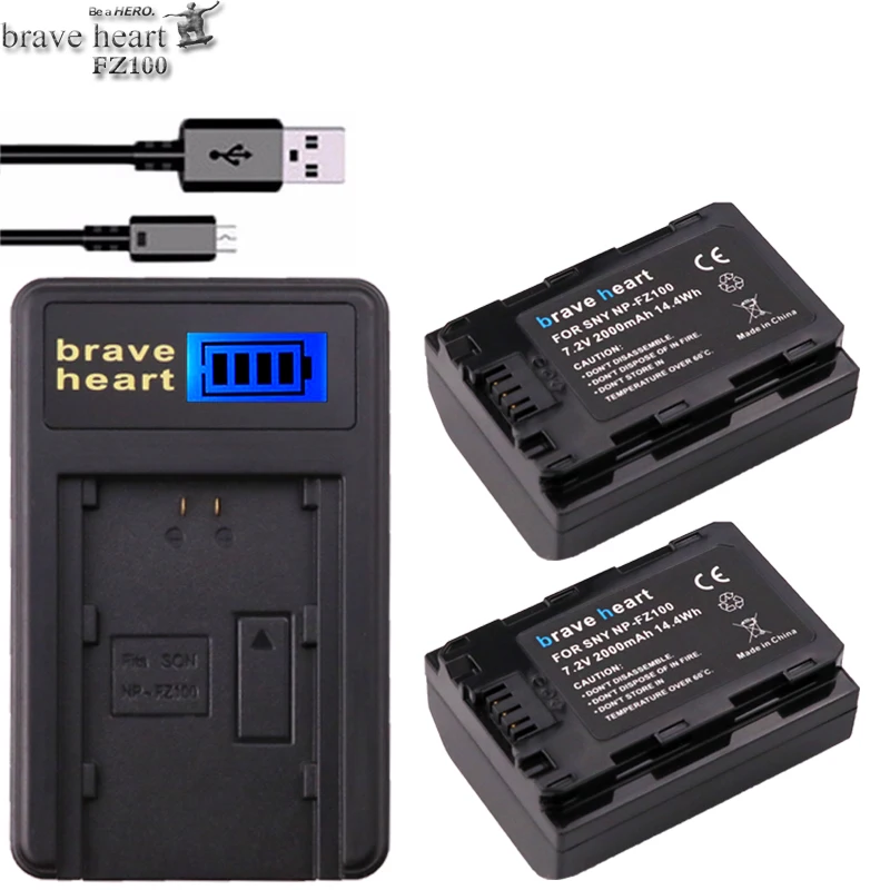 2x bateria NP FZ100 NPFZ100 NP FZ100 Battery + LED USB Charger for Sony NP FZ100, BC QZ1, Sony