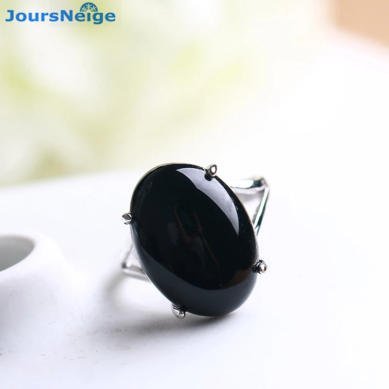 

Wholesale Black Natural Crystal Rings S925 Sterling Silver adjustable Ring Women Crystal Ring Japan South Korea style Jewelry