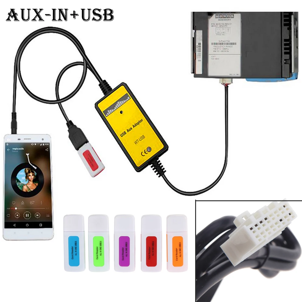 

Auto Car USB Aux-in Cable Adapter MP3 Player Radio Interface for Mazda 323/3/5/CX7/MX5/MPV/Miata 2*6Pin Audio AUX Cable