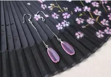 

Anti allergy, natural JADEST earrings, carved PINK PETAL earrings, long S925 silver ear hooks, romantic girl jewelry.