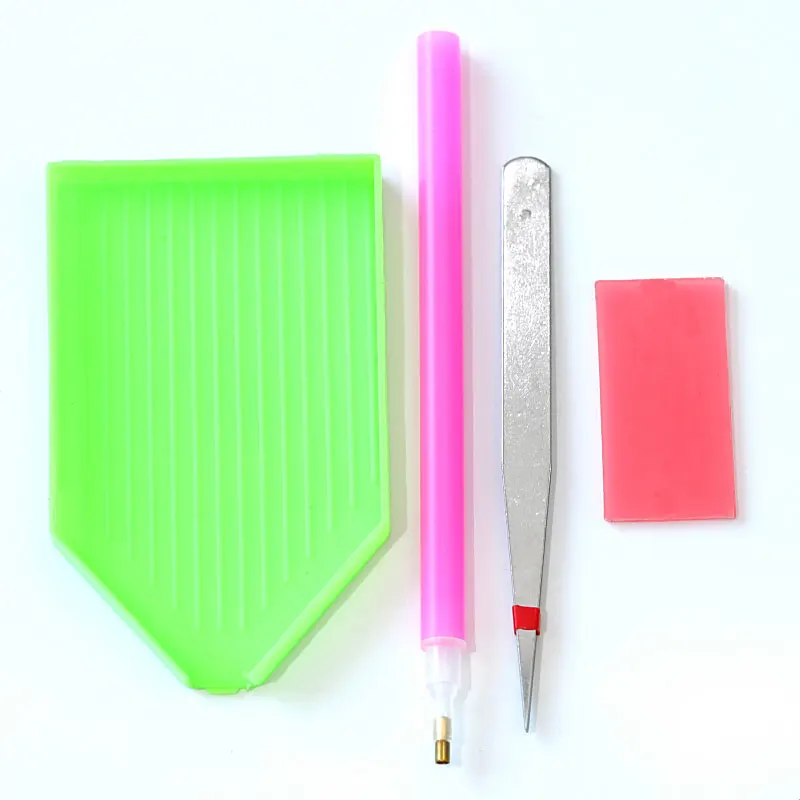 

4pcs/lot DIY Tools Set Tweezer Pick Up Pencil Plate Non Hot Fix Rhinestones Pick Up Pen With String Peel Pencils DIY Tools B0905