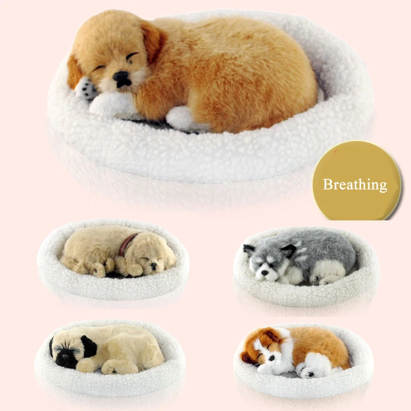

Simulation Dog Plush Toys Breathing Dogs Home Decor Birthday Gift Sleepping Dog Decoration Dog Lover