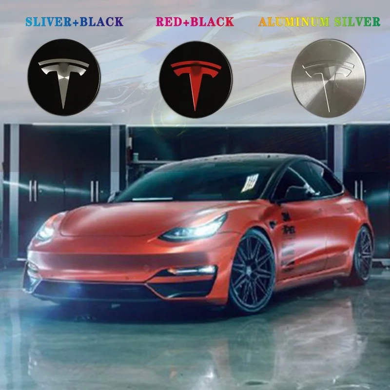 

For Tesla Model 3 S X Stainless Steel Wheel Center Caps Hub Cover Logo Badge 4Pcs