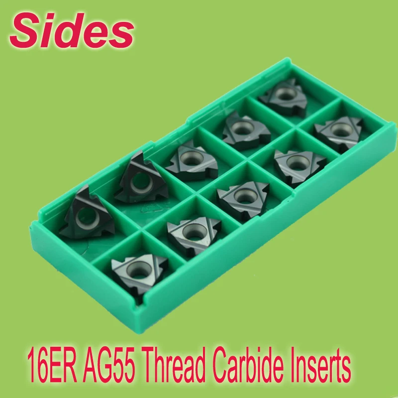 

Free Shiping 16ER AG55 Indexable Tungsten Carbide Threading Lathe Inserts for Threaded Lathe Holder
