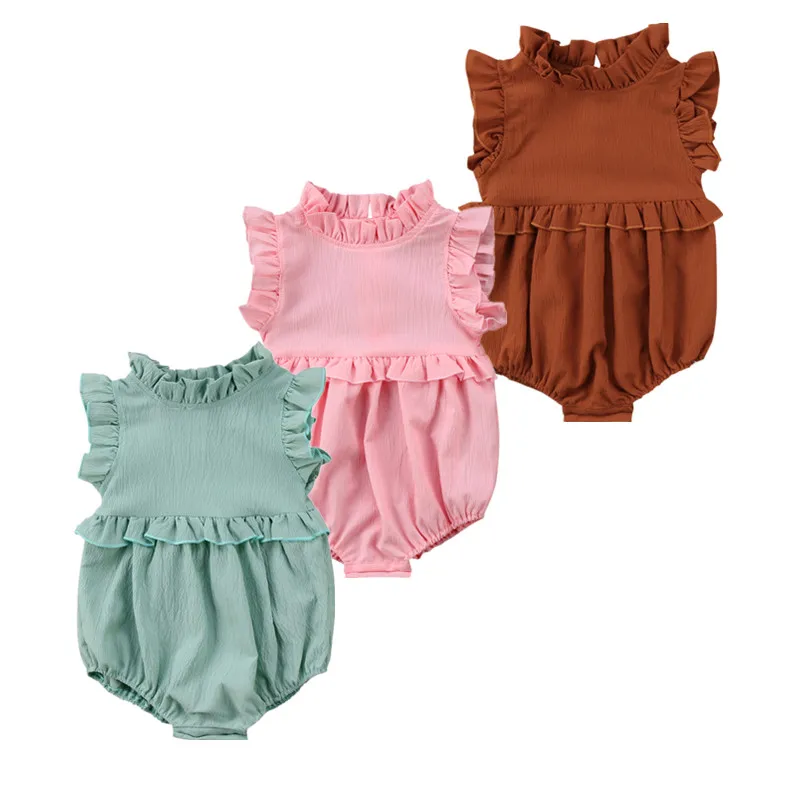 

Newborn Baby Girls Sleeveless Ruffles Romper Jumpsuit Clothes Outfits Summer