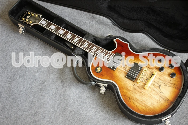 

High Quality Nature Wood Solid Guitar Body Suneye LP Custom Style Guitarra Electric With Guitar Case In Stock