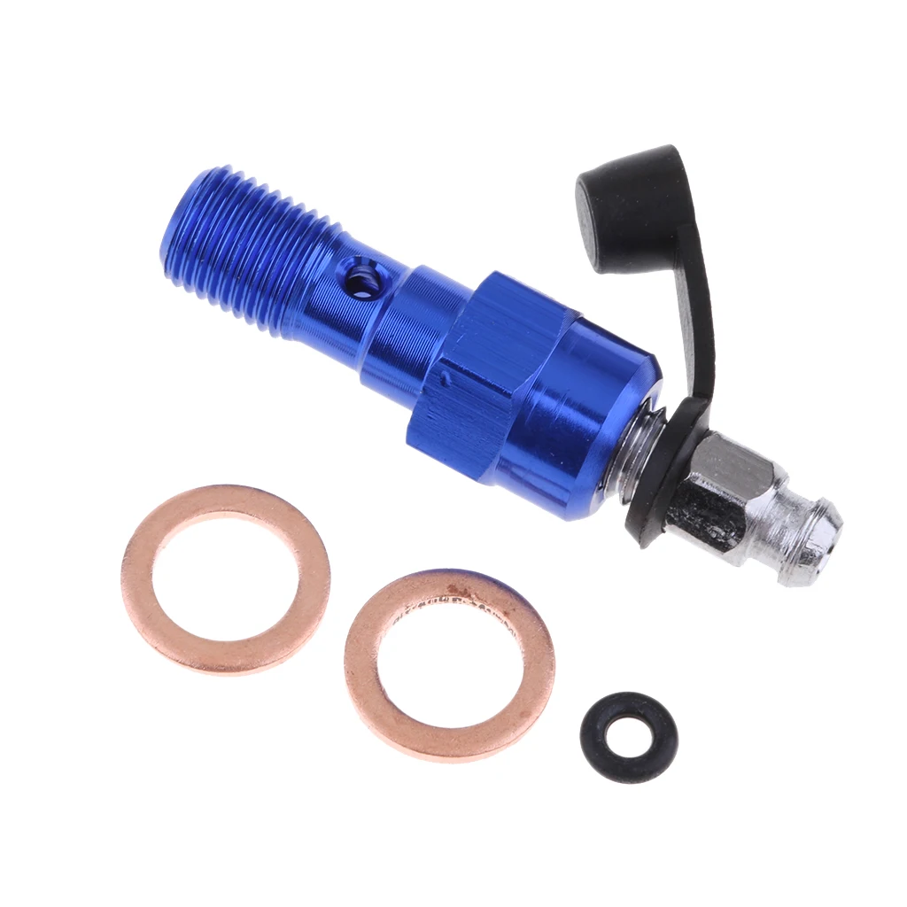 Universal M10 Single Banjo Bolt Thread Bleeder Nipple Washers 1.0mm Blue