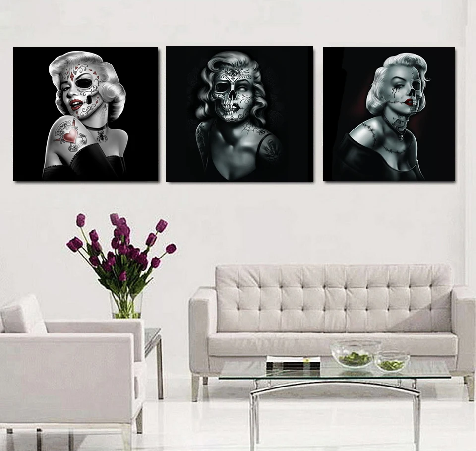

HD Printed Marilyn sugar skull Painting art Canvas Print room decor print poster picture canvas Free shipping/NY-6351