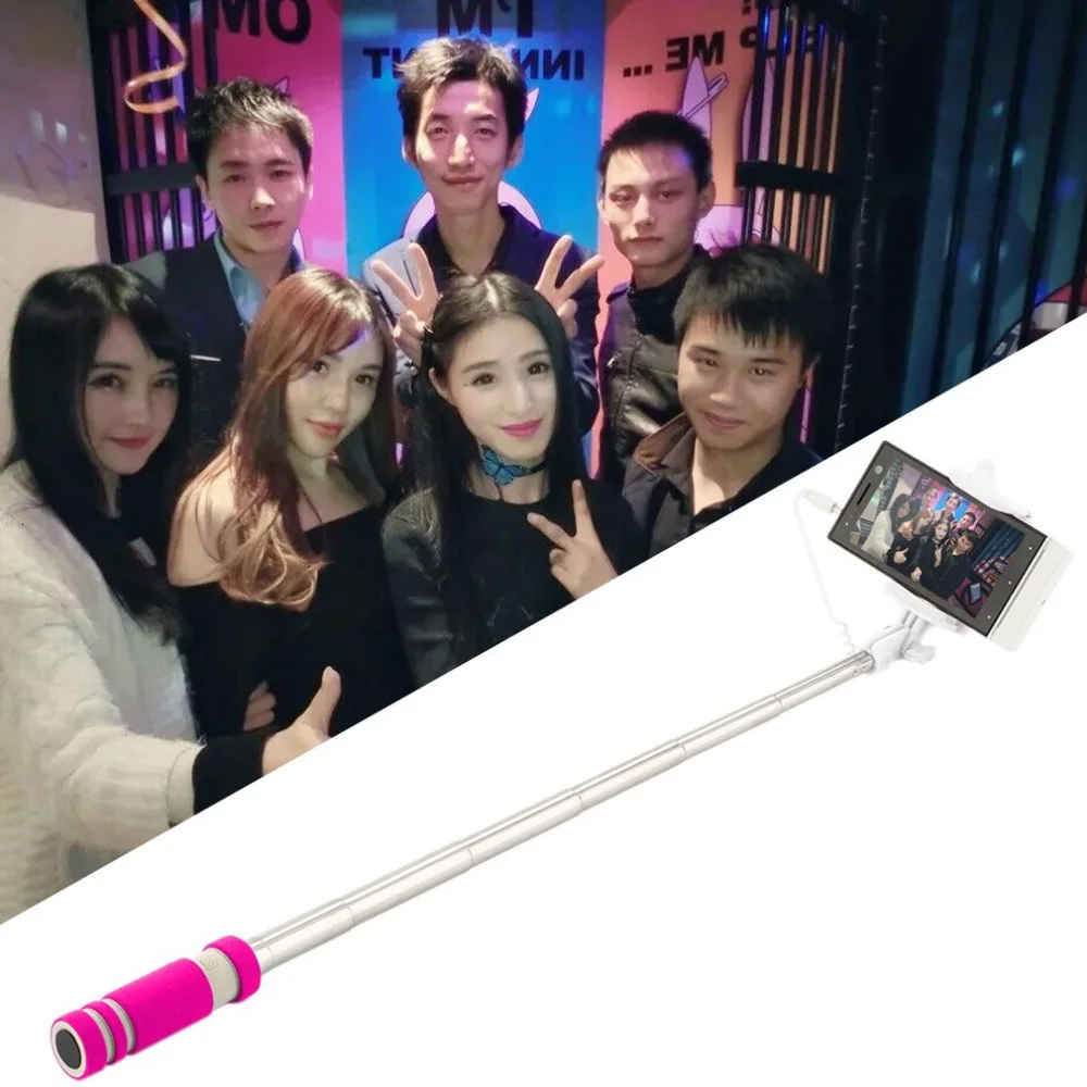 

Stainless Steel Colorful 14-60cm Mini Extendable Handheld Selfie Stick Wired Remote Shutter Monopod for All Brands Cell Phone
