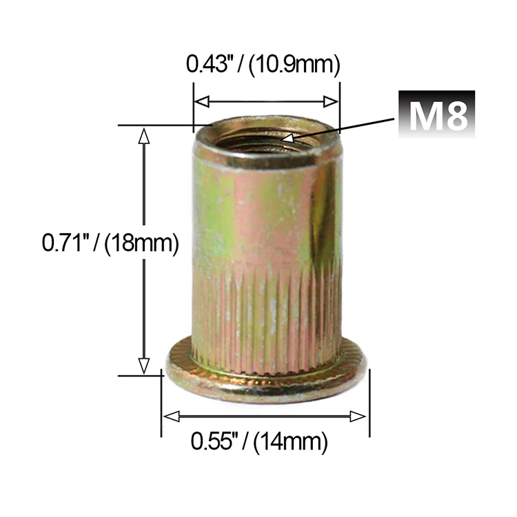 20 шт. 50 шт. 100 шт. M3 M4 M5 M6 M8 M10 углеродистая сталь с Цинковой Пластиной плоская головка заклепки с резьбой вставка крышка Rivnut заклепки гайка
