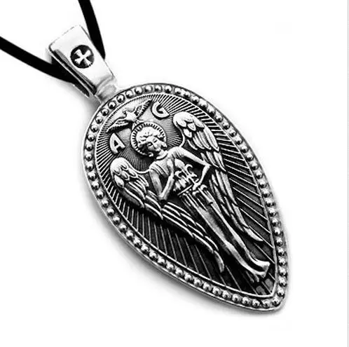 

SanLan 12pcs Vintage ARCHANGEL ST.GABRIEL PROTECT US PRAYER MEDAL necklace