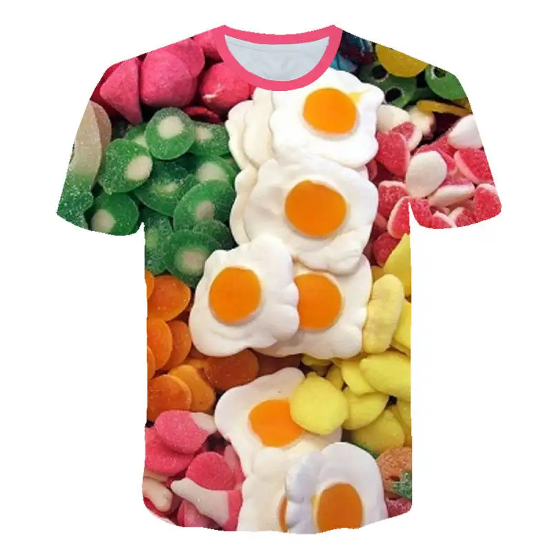 Новая летняя забавная конфетная/шоколадная футболка Женская 3D Футболка с принтом модный дизайн с героями мультфильмов женский короткий рукав - Цвет: TS8501