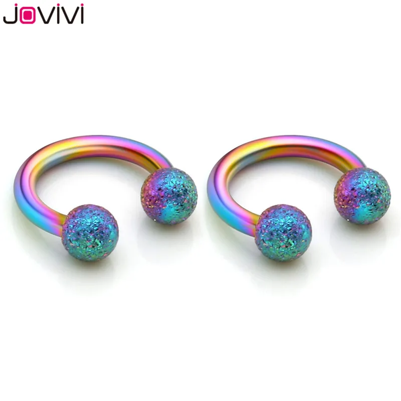 Jovivi Stainless Steel 16G 6mm Matte Ball Horseshoe Hoop Rings Captive Bead Ring Nose Ear Helix Cartilage Tragus Daith Septum