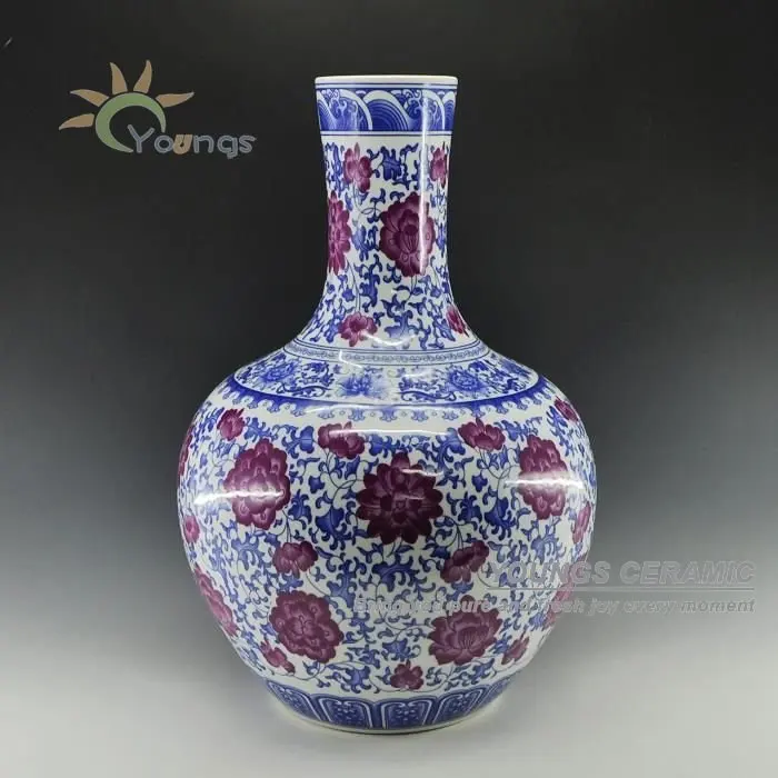Цзиндэчжэнь 55 см высокие изделия из керамики фарфоровые напольные вазы с шестью рисунками дракона, цветок, персик, дети