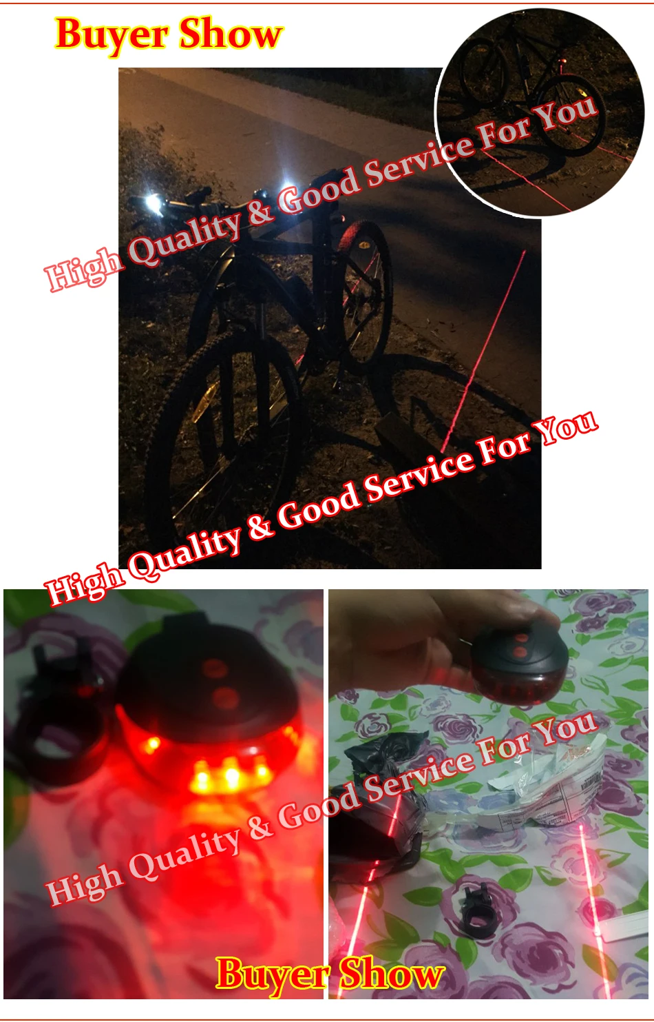 Sale 2018 Hot Bicycle 5 LED 2Laser Cycling Bike light 7 Flash Mode MTB Safety Rear Lamp waterproof Laser Tail Warning Lamp Flashing 1