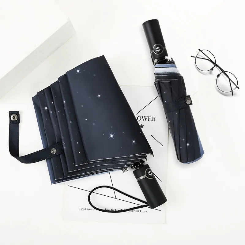 

Fully Automatic Umbrella Rain Gear Sunscreen Protection Reinforcement And Wind Resistance Starry Sky Parasol Paraguas Christmas