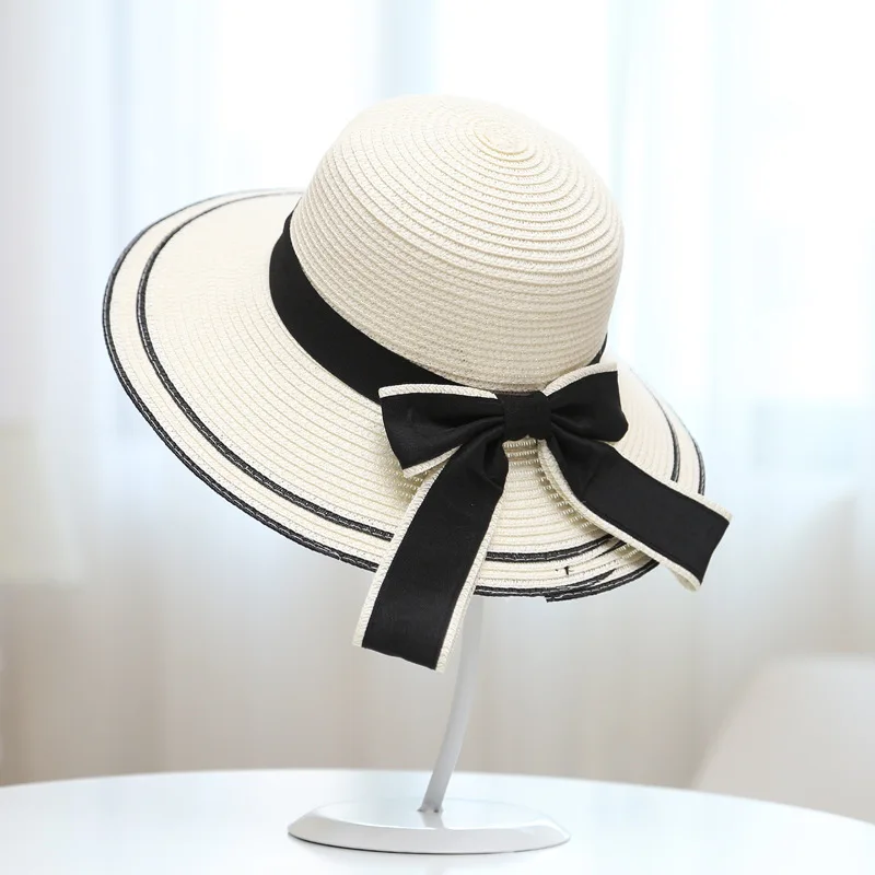 sun hat with black bow