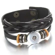 18 мм Кнопка Ретро pu кожаный браслет женские ювелирные изделия из стерлингового серебра часы женские одно направление мужские DIY Ювелирные изделия 040116