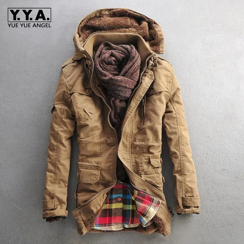 Top Winter Mens Fashion Fur Hooded Winter thick cotton-padded