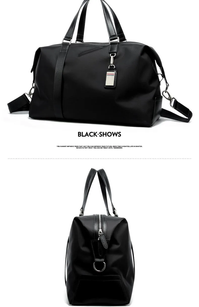 Neouo Black Nylon Leather Handle Large Capacity Travel Bag Various Views