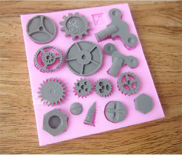 Cogs & wheels Shape Silicone Mold Fondant Paste Gear & Screw Shape
