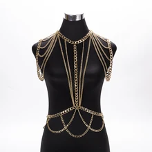 MEILIYISHI Золотая Массивная металлическая цепочка на плечо для тела, ювелирное ожерелье, цепочка на плечо, украшение для платья, цепочка для рабов, ювелирные изделия