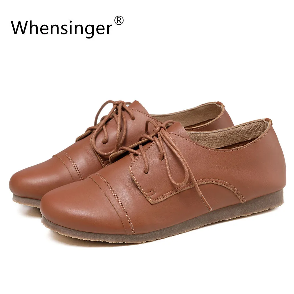 

Whensinger - 2018 New Arrival Woman Lace-Up Shoes Genuine Leather Flats 2 Colors 187