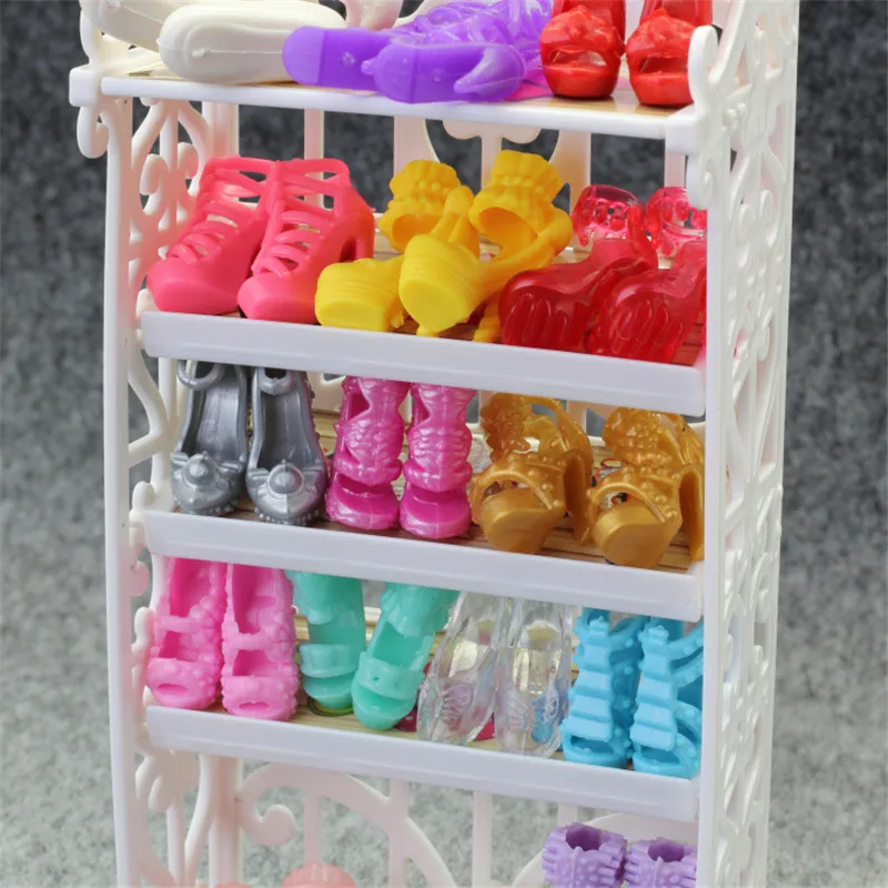 One Set 2018 Newest Doll Shoes Rack Playhouse Accessories For Doll Furniture Kids Best Gift For